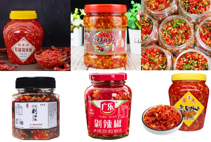 剁辣椒定量灌裝機(jī)設(shè)備_半自動(dòng)剁辣椒灌裝機(jī)灌裝樣品展示